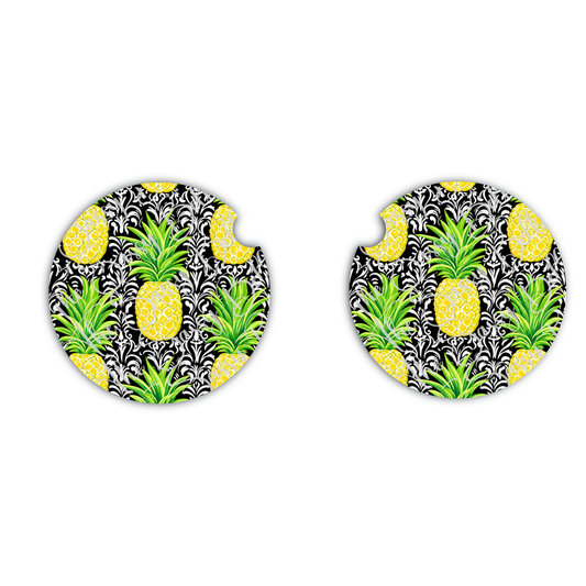 Pineapple Car Coasters, Neoprene Car Cup Inserts, Interior Vehicle Accessories, Cute Car Gift