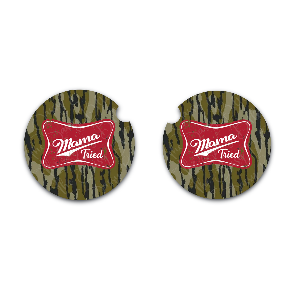 Mama Tried Bottomland Inspired Car Coasters Set of Two, Camo Car Cup Holder, Neoprene Car Coasters