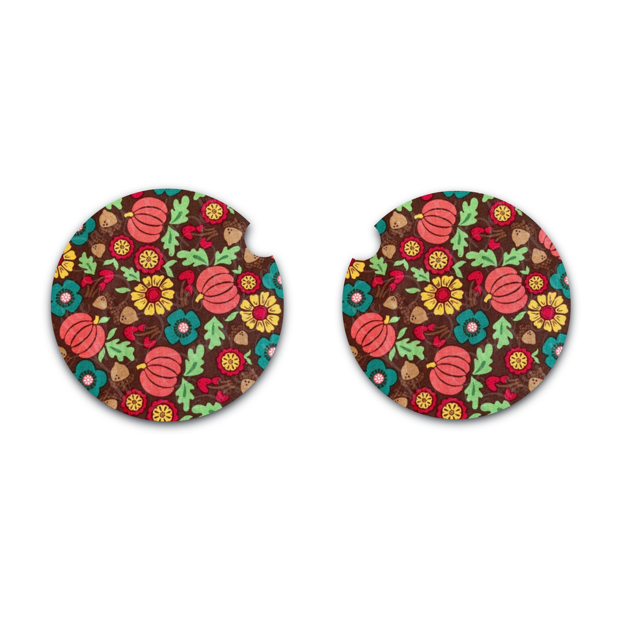 Fall/Autumn Car Coasters Set of Two, Neoprene Car Coasters, Fall Decor, Interior Car Accessories, Gift for Driver, Fall Season
