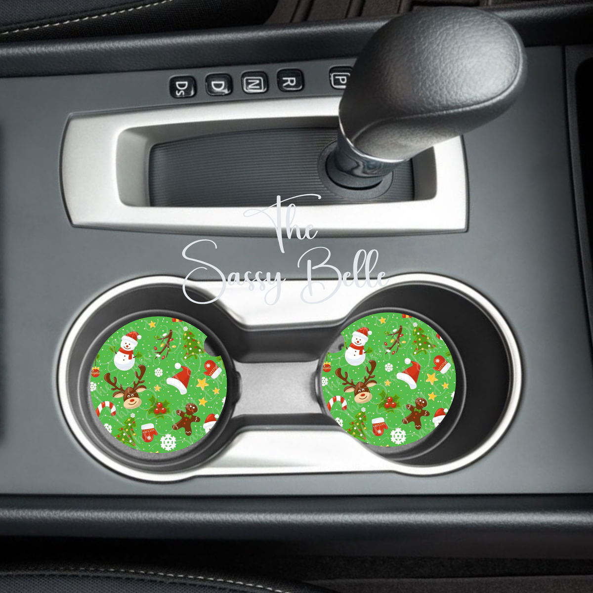 Christmas Car Coasters, Set of Two, Reindeer and Snowman