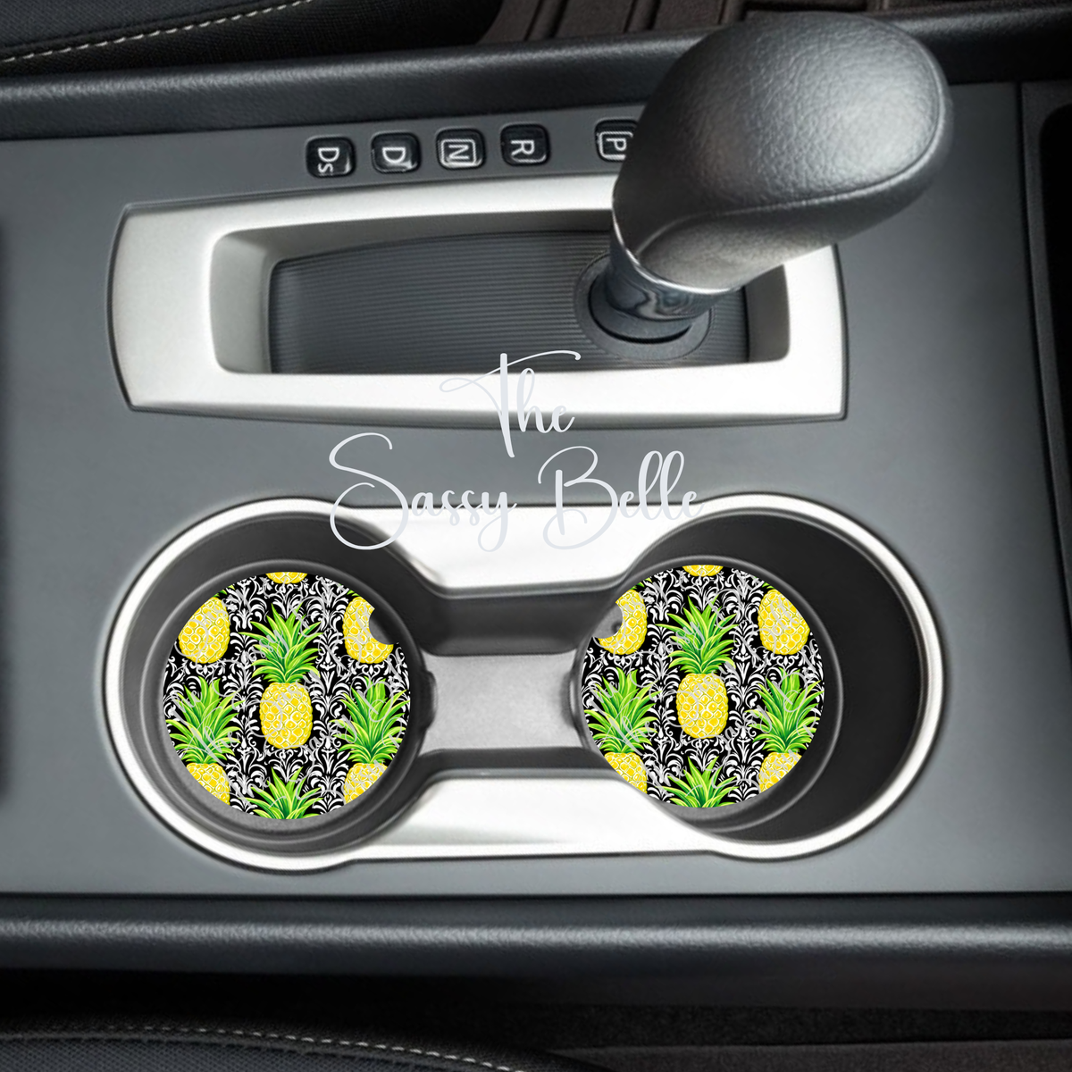 Pineapple Car Coasters, Neoprene Car Cup Inserts, Interior Vehicle Accessories, Cute Car Gift