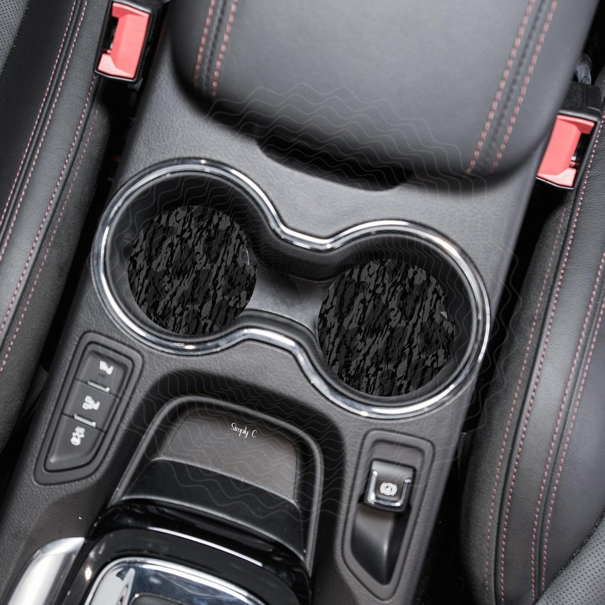Blackout Bottomland Inspired Camo Car Coasters, Neoprene Cup Inserts Set of Two, Auto Accessories