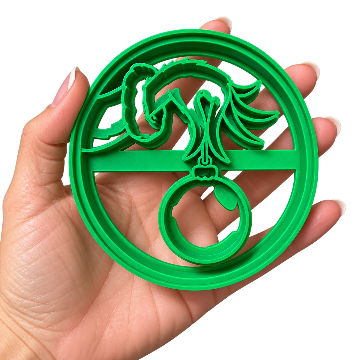 Grinch Hand Holding Christmas Ornament Imprint Cookie Cutter, 3D Printed in USA