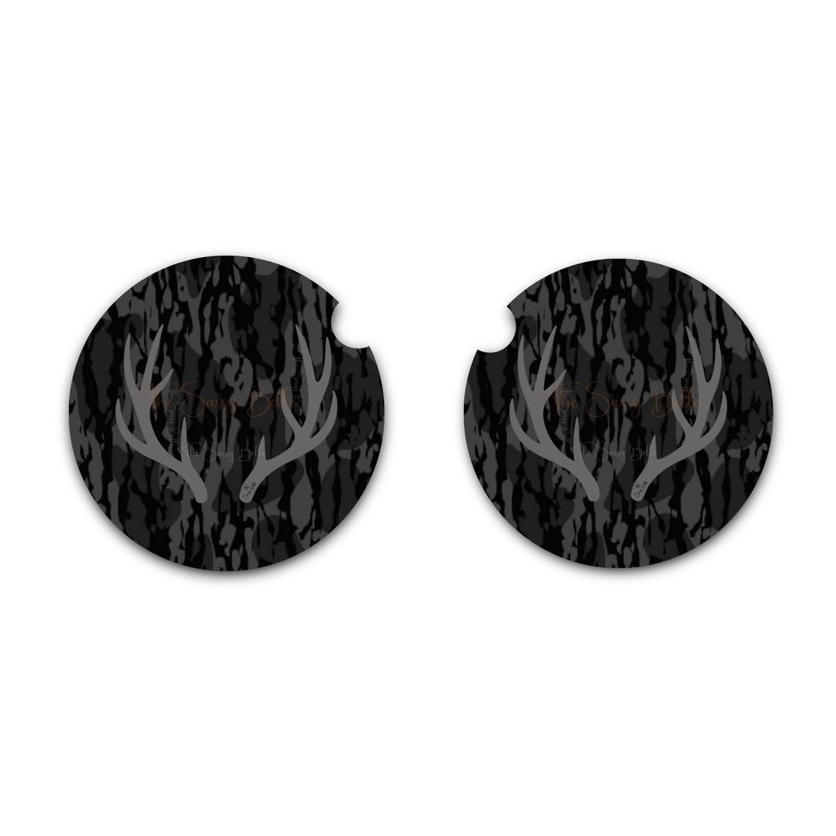 Blackout Bottomland Inspired Antler Car Coasters Set of 2 | Hunting Neoprene Cup Holder Coasters