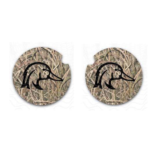 Shadow Grass With Wood Duck Camo Car Coaster, Car Cup Holder, Auto Accessories, Neoprene Car Coasters, Set of Two