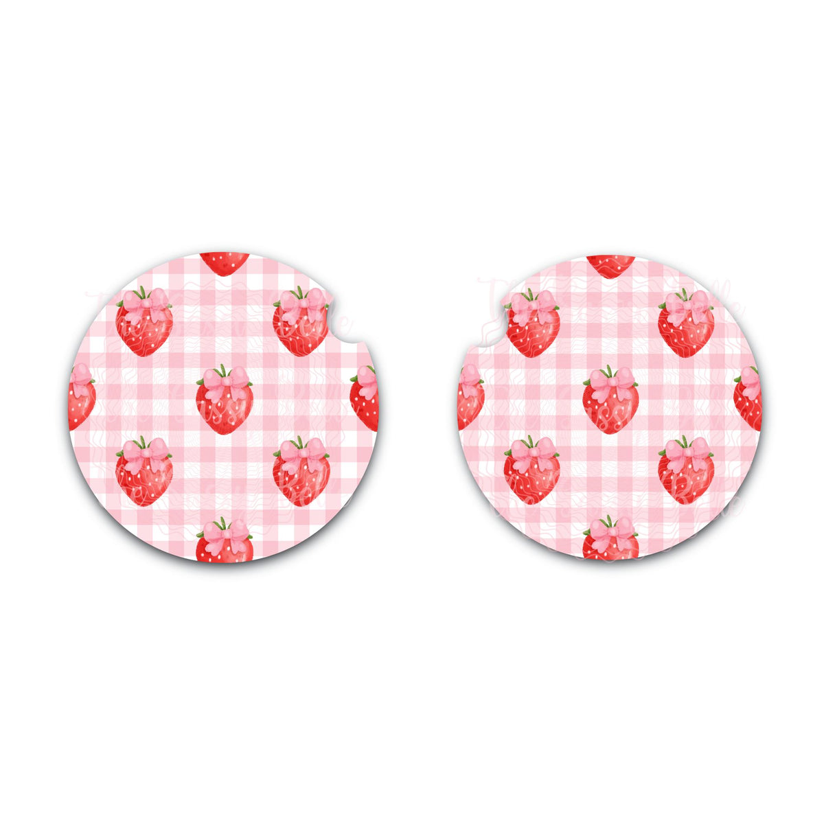 Strawberry Car Coasters, Neoprene Car Coasters - Set of Two, Cute Car Accessories