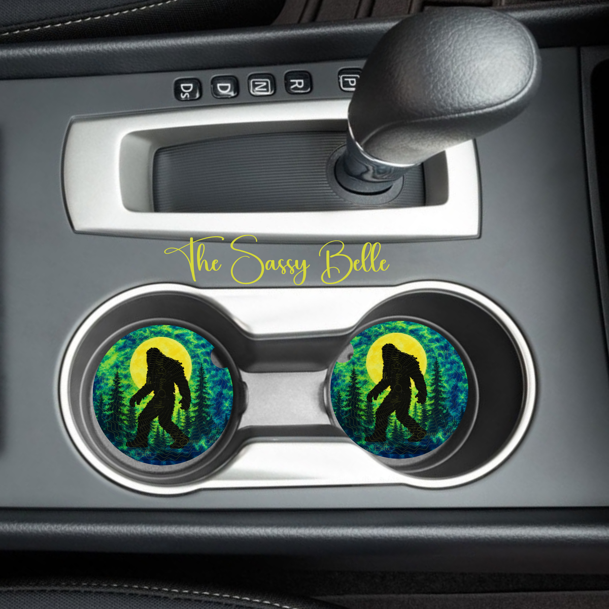 Big Foot Car Coasters, Soft and Flexible Neoprene Car Cup Inserts, Set of Two, Interior Auto Accessories, Big Foot Fan Gift