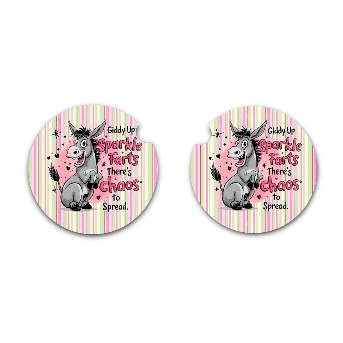 Funny Donkey Car Coasters, Neoprene Absorbent Cup Holder Inserts, Country Girl Car Accessories, Gag Gift for Women, Funny Gift, Set of Two, Adult Humor