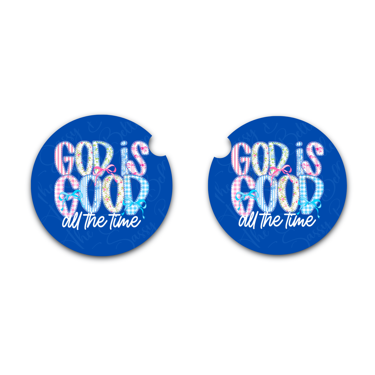 God Is Good All the Time Car Coasters Set of 2 – Christian Faith Neoprene Cup Holder Coasters, Inspirational Religious Car Accessories