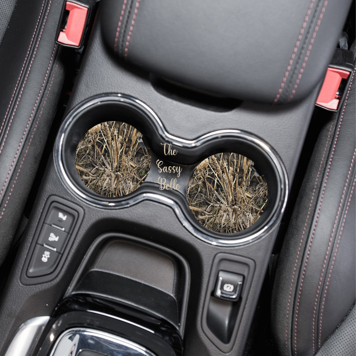 Max Seven Inspired Camouflage Car Coasters, Neoprene Car Coasters Set of Two, Interior Auto Accessories