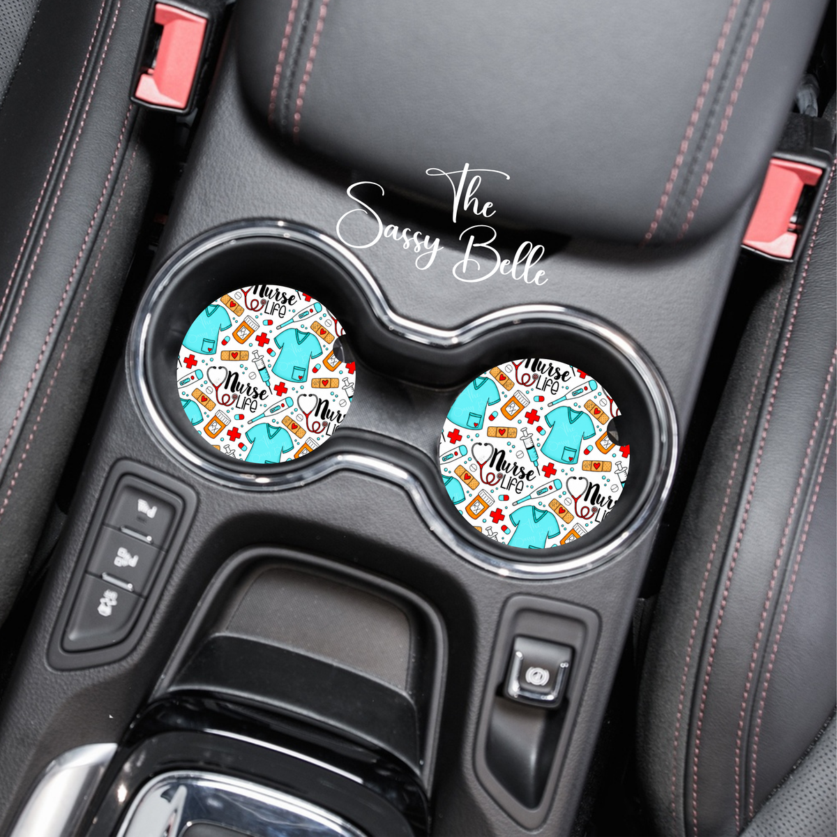 Nurse Life Car Coasters Set of 2 | Nurse Gift Neoprene Cup Holder Coasters for Nurses